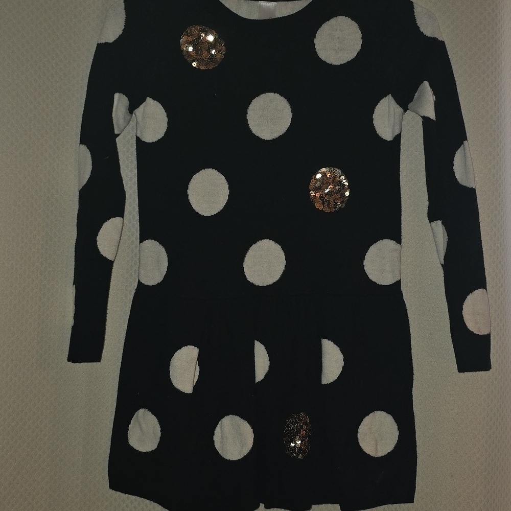 Cat & Jack Black Sweater with White Dots and Gold Detail